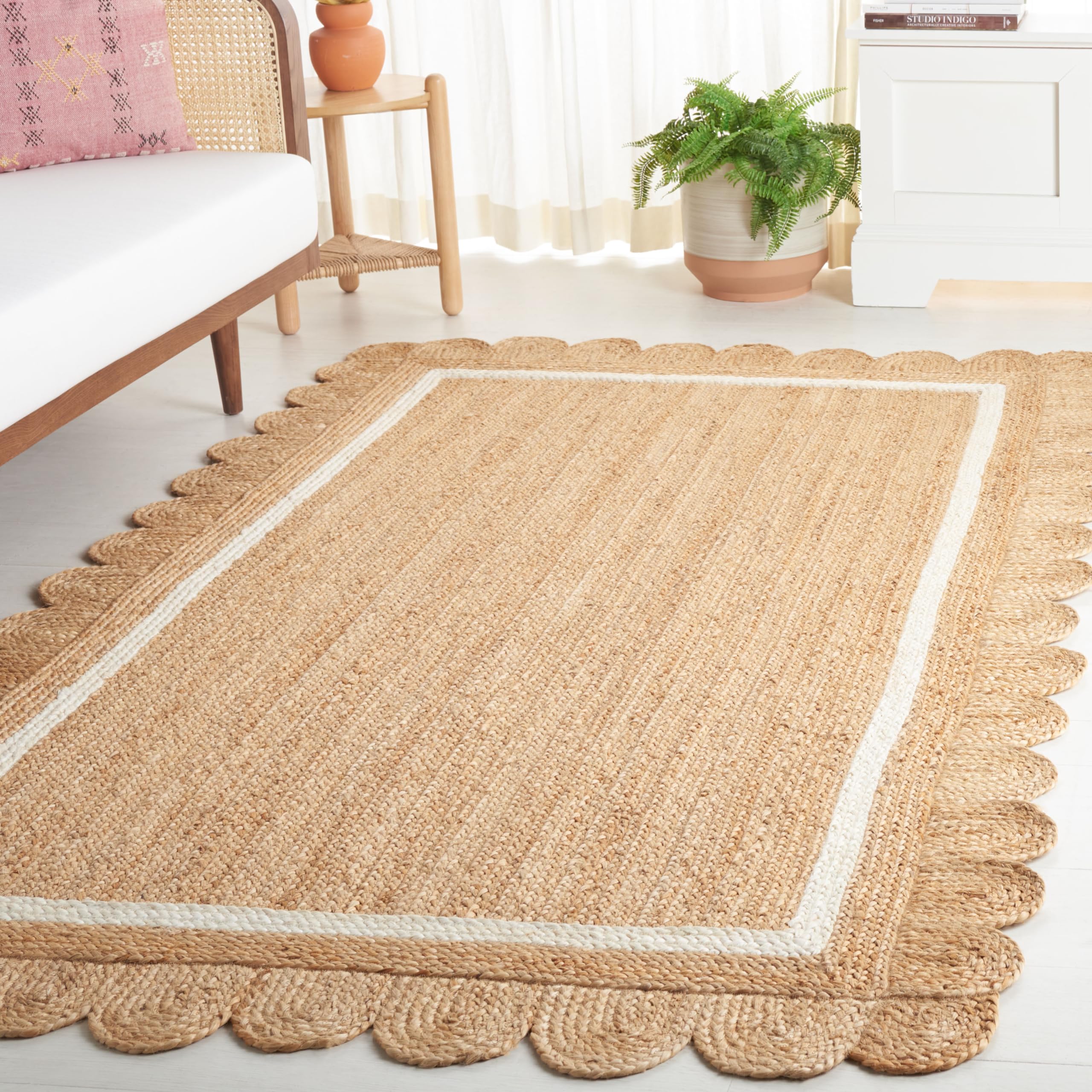 Tapis en fibres naturelles Safavieh salon 120x180 cm beige ivoire