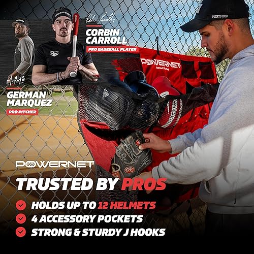 Miniatura 8 de PowerNet PowerPro Hanging Helmet Organizer Bag for Baseball Softball Teams  Holds Up To 12 Helmets  Rolls Up With Buckle Closure And Carrying Straps