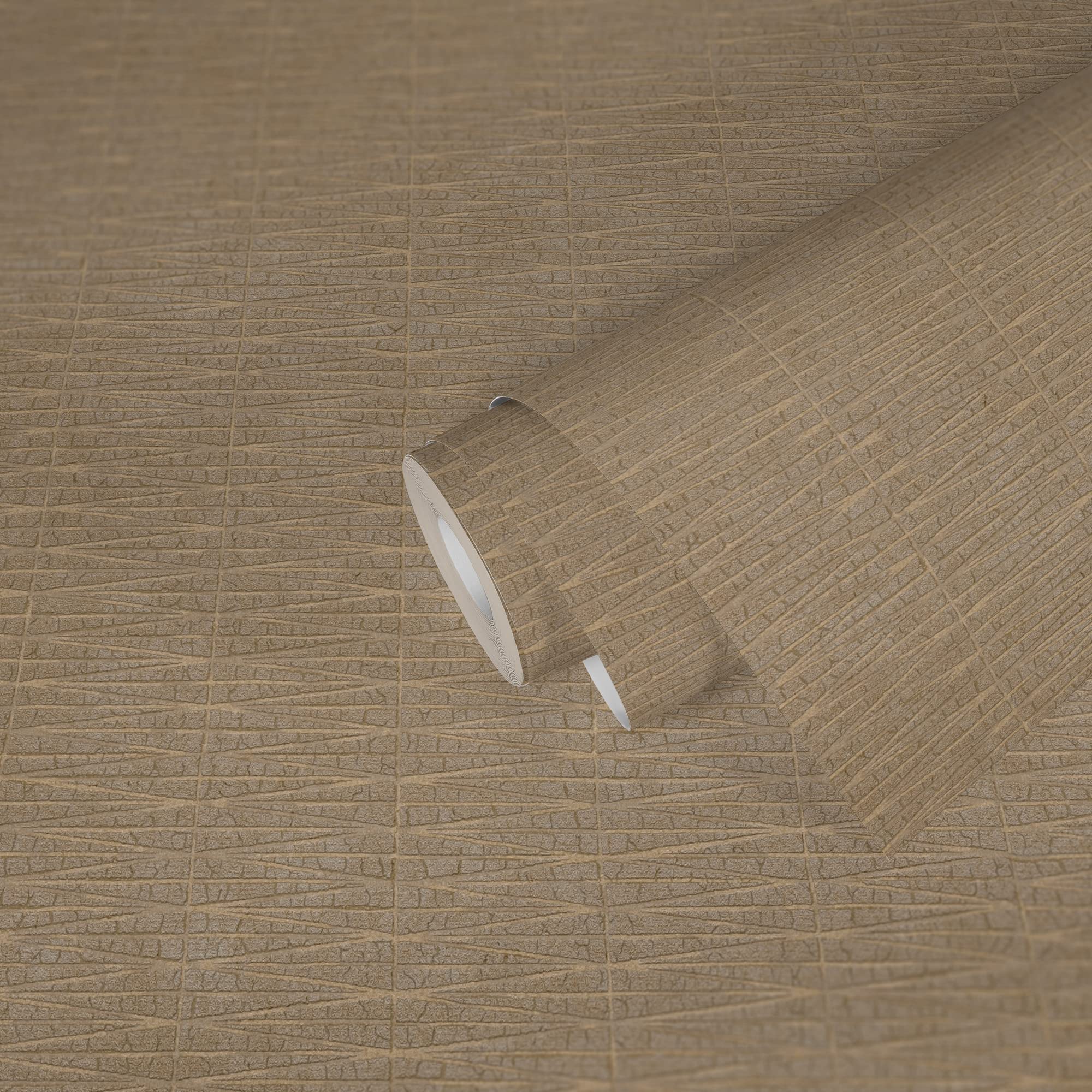 Papier peint marron métallique scandinave intissé texturé Hygge 385971 pour décoration murale