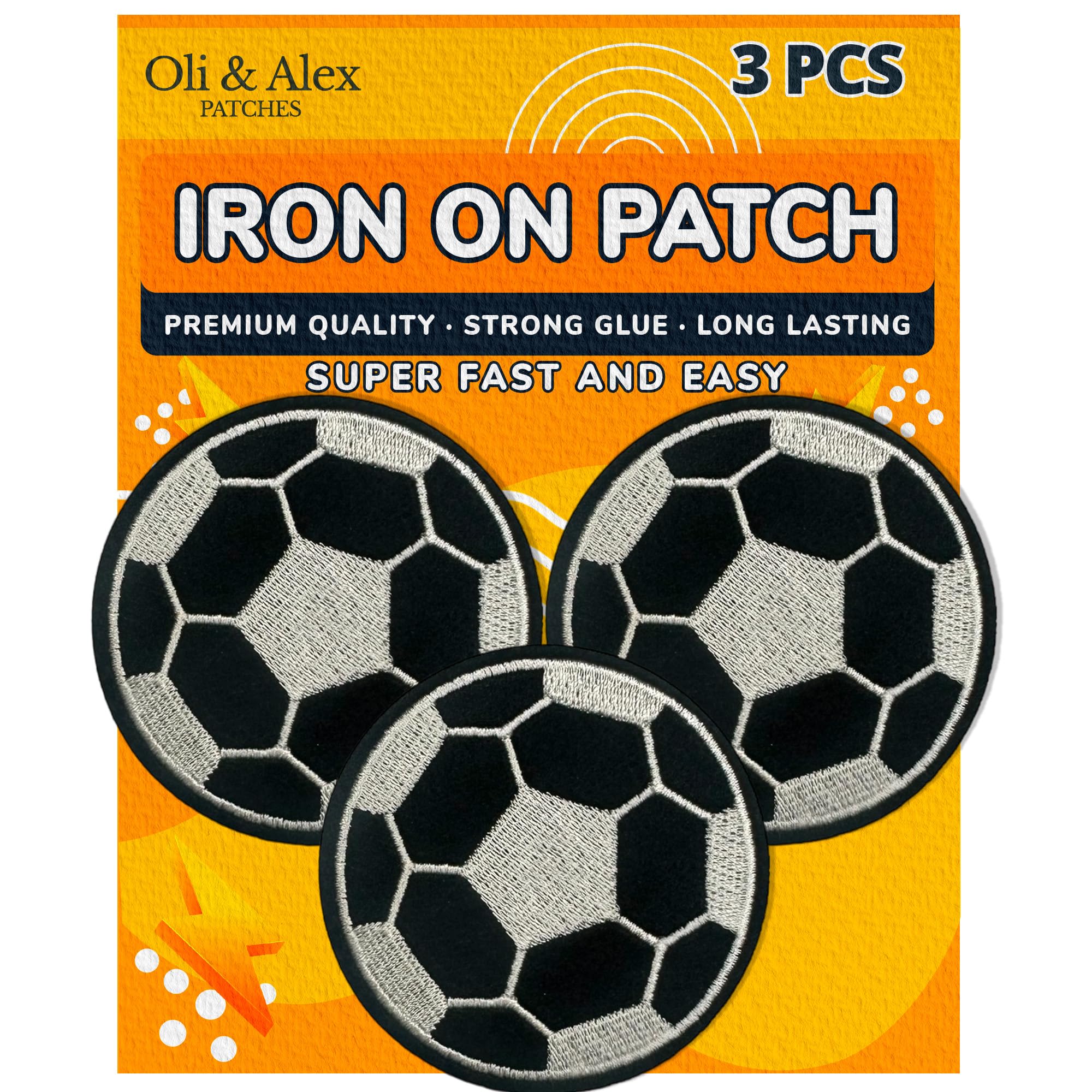 Photo 1 of *INCOMPLETE* Iron On Patches Premium Quality - Soccer Black Ball Patch Football Sports - Patch for Children's Clothes Kids - Iron On for Clothing Embroidered… Black Balls