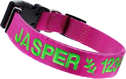 Collares bordados para perros, collar personalizado con texto y número de teléfono, 3 tamaños ajustables, 8 colores, collares seguros para mascotas