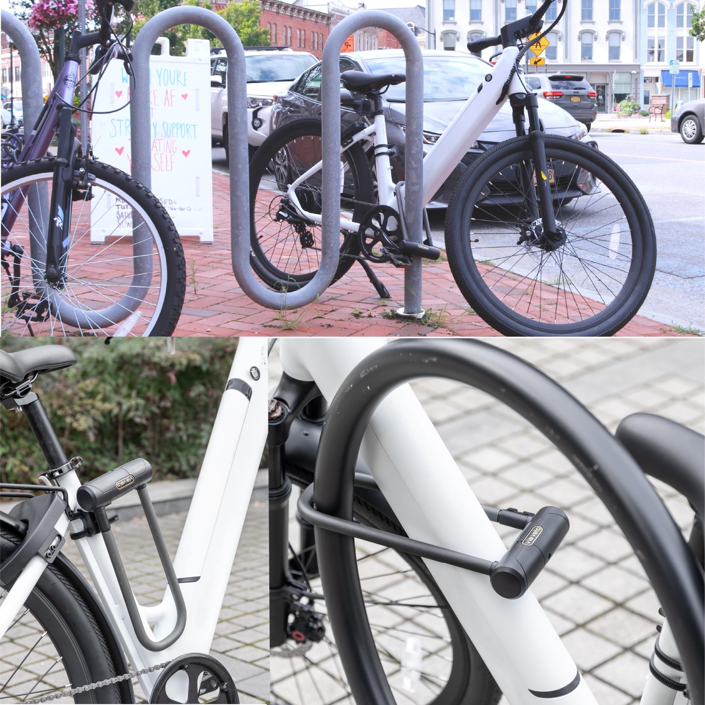Lucchetto a U, resistente di Via Velo, lucchetto per bicicletta ad alta sicurezza, arco in acciaio extra lungo, Ø 16 mm,