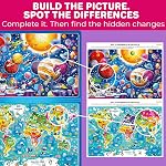 QUOKKA 100 PCS Magnetic Puzzle Book for Kids 3-5 – 2 Puzzles & 2 Spot The Difference Maps – Search and Find Home and Travel Magnetic Activity Book with Visual Guide Board – Space & World Maps