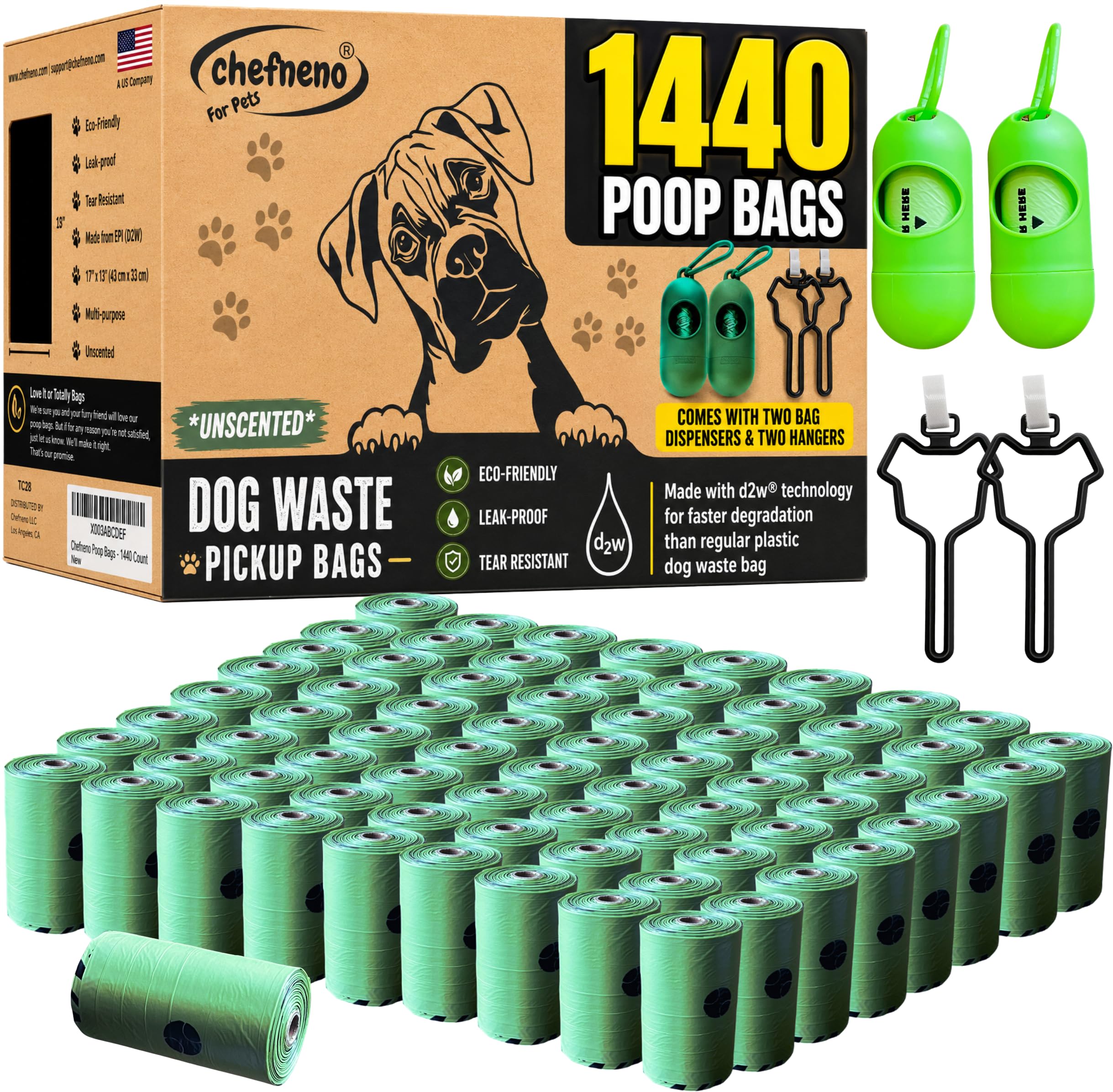 CHEFNENO 1440 Biodegradable Poop Bags