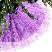 Vista 9 de Skylety Falda de árbol para el día de San Valentín de 48 pulgadas, con volantes, de tul y lentejuelas redondas con purpurina de doble capa, falda