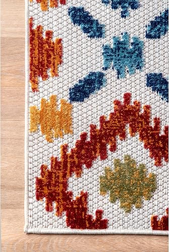 Miniatura 5 de nuLOOM Labyrinth - Alfombra de transición para interiores y exteriores, 8 pies 10 pulgadas x 12 pies, multicolor