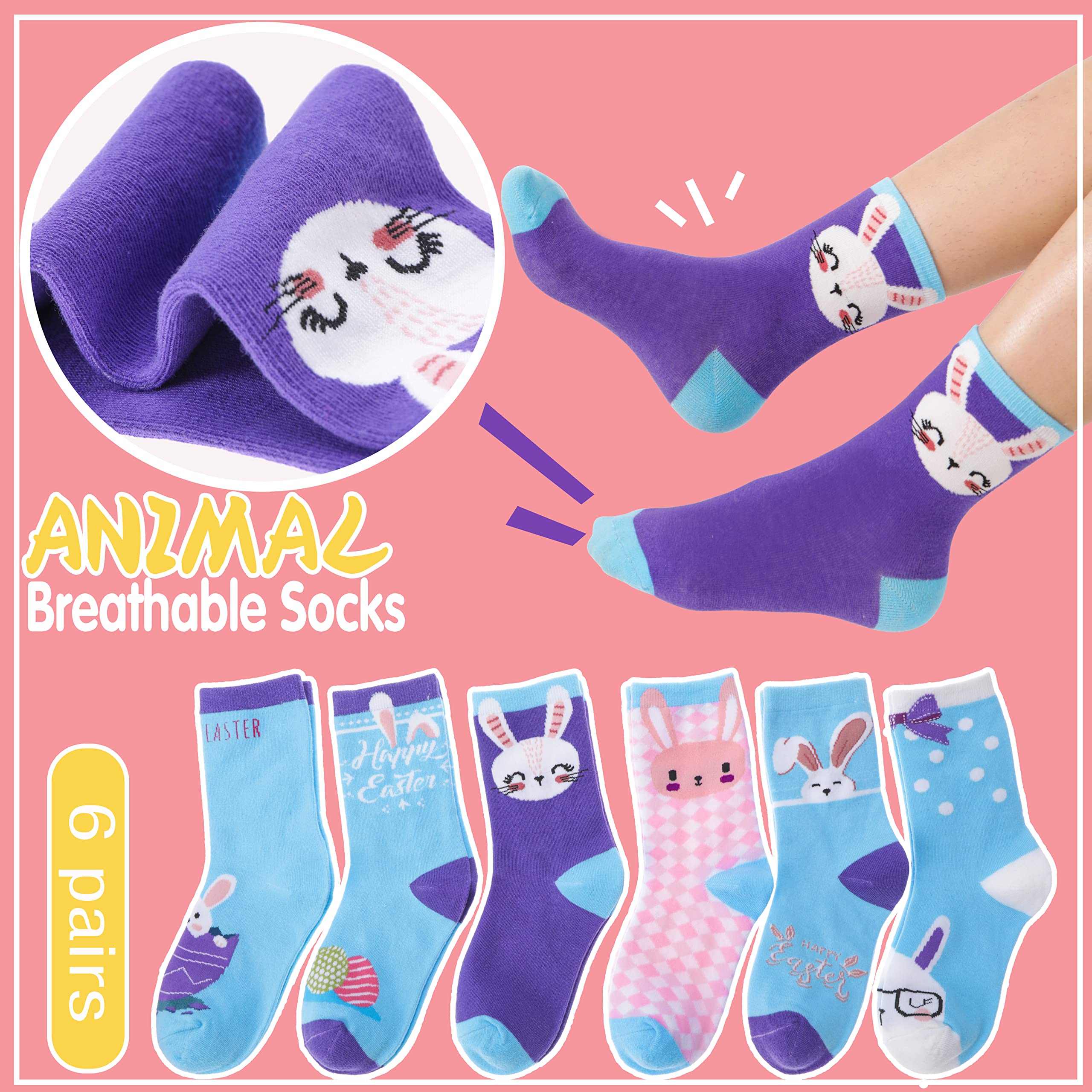 Calzini con unicorno, regalo per ragazze e bambini, simpatici animali divertenti, alla moda, divertenti, in morbido cotone, 6 paia