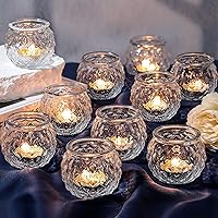 Vista 1 de DARJEN Juego de 24 portavelas votivas de vidrio transparente - Portavelas de vidrio redondos a granel para velas de té, portavelas votivos