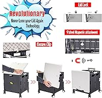 Vista 2 de dbest Products Quik Cart - Tapa giratoria con cuatro ruedas giratorias para profesores con asiento, cesta plegable resistente con mango telescópico