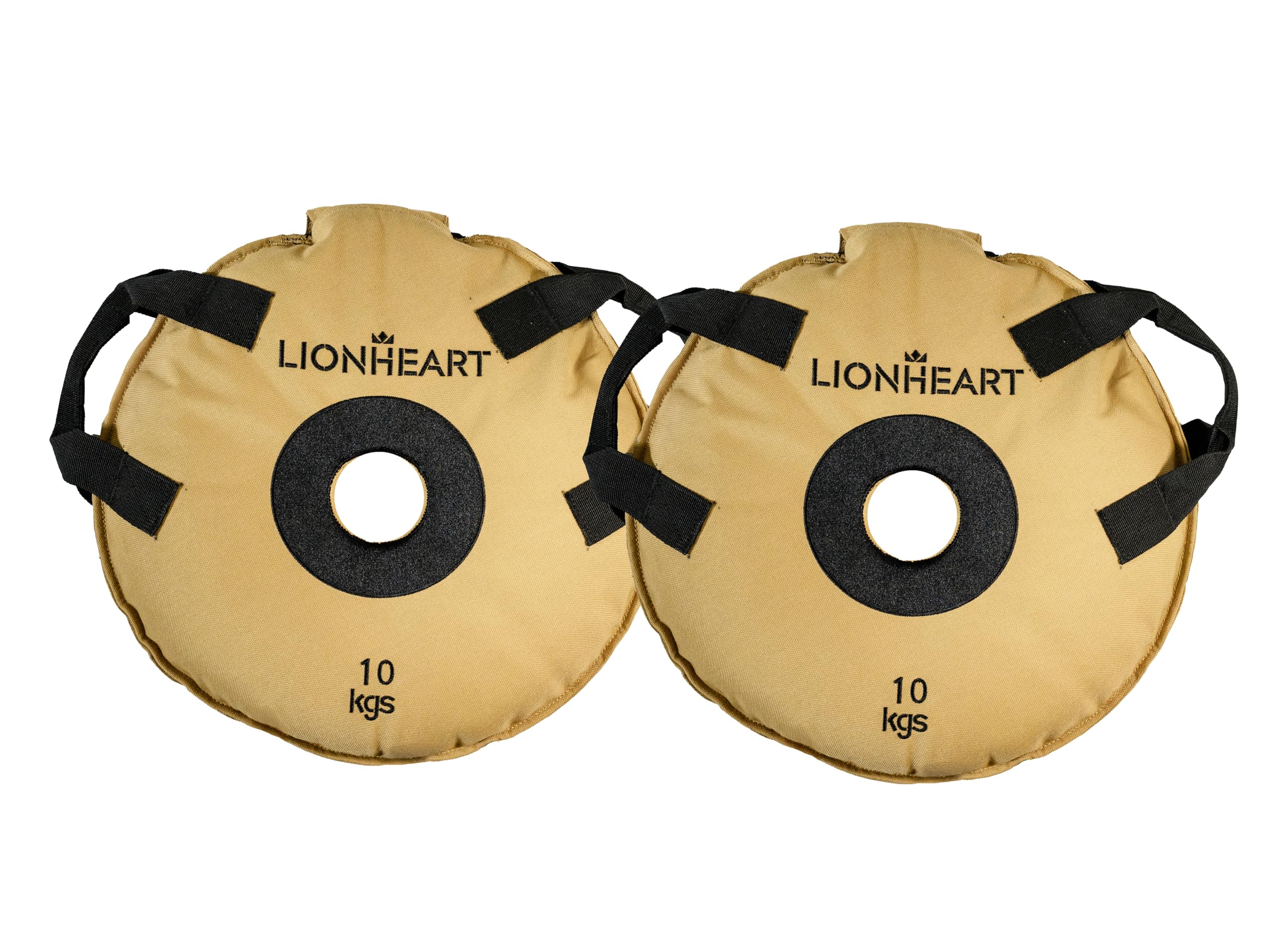 Lionheart Sand Bag Weight Plates Set | Sandbags for Working Out | Home Gym Bumper Plates | Travel-Friendly Sandbag for Fitness & Weight Training | Unfilled 5, 10, 15, 20 Kg (Set of 2) (Beige, 10 Kg)