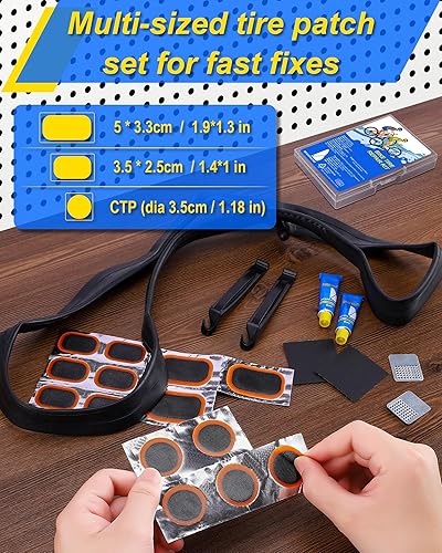 Miniatura 2 de Kit de reparación de neumáticos de bicicleta, kit de parche de tubo interior de bicicleta - Estuche portátil para bicicleta, motocicleta y tubos
