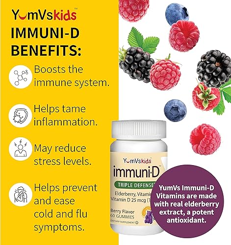 Miniatura 4 de ImmuniD - Gomitas de saúco para niños de YumVs | Apoyo inmunológico, vitamina C y vitamina D | Apoyo completo del sistema inmunológico | masticables