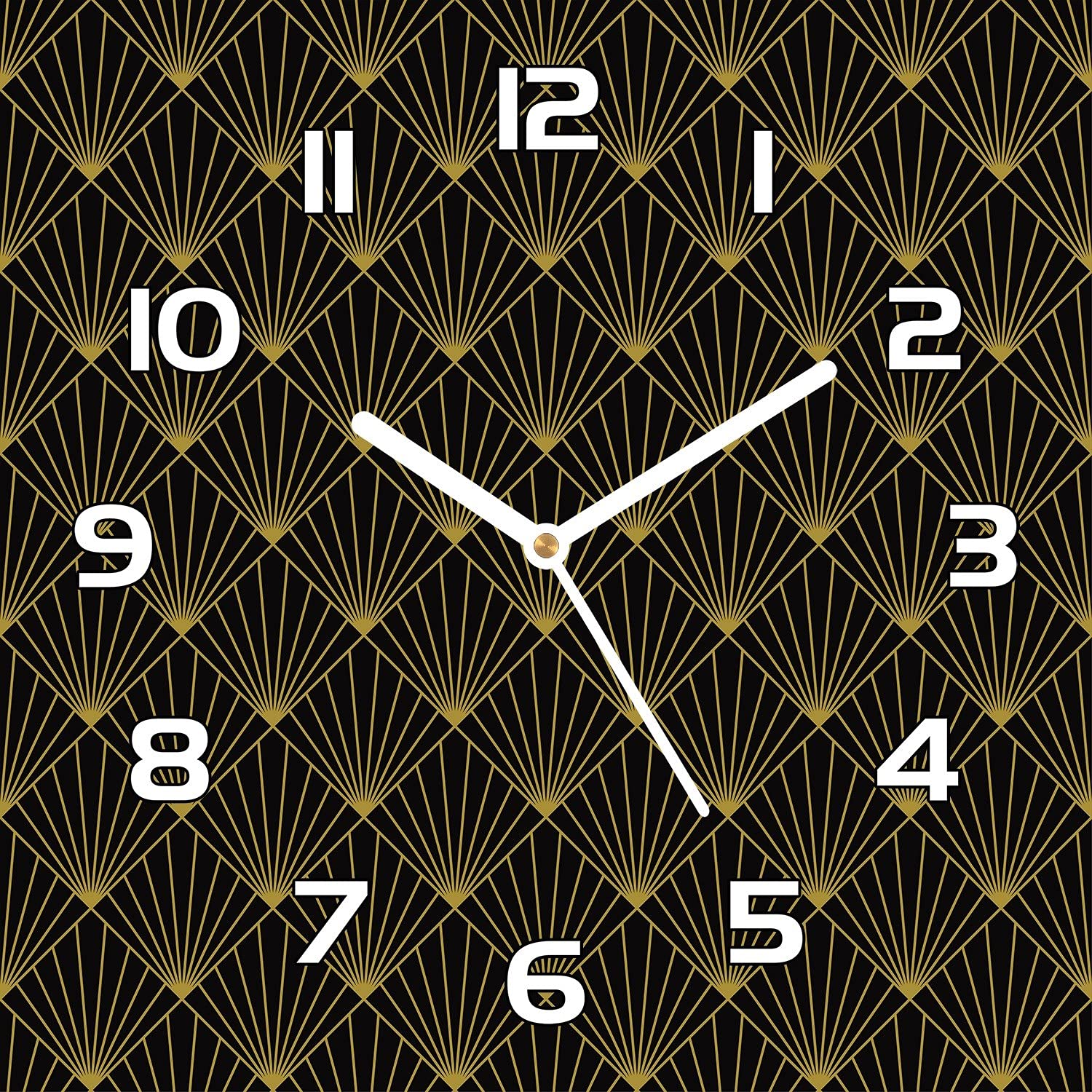 Horloge en verre murale cuisine salon 30x30 Coloray Art Déco moderne