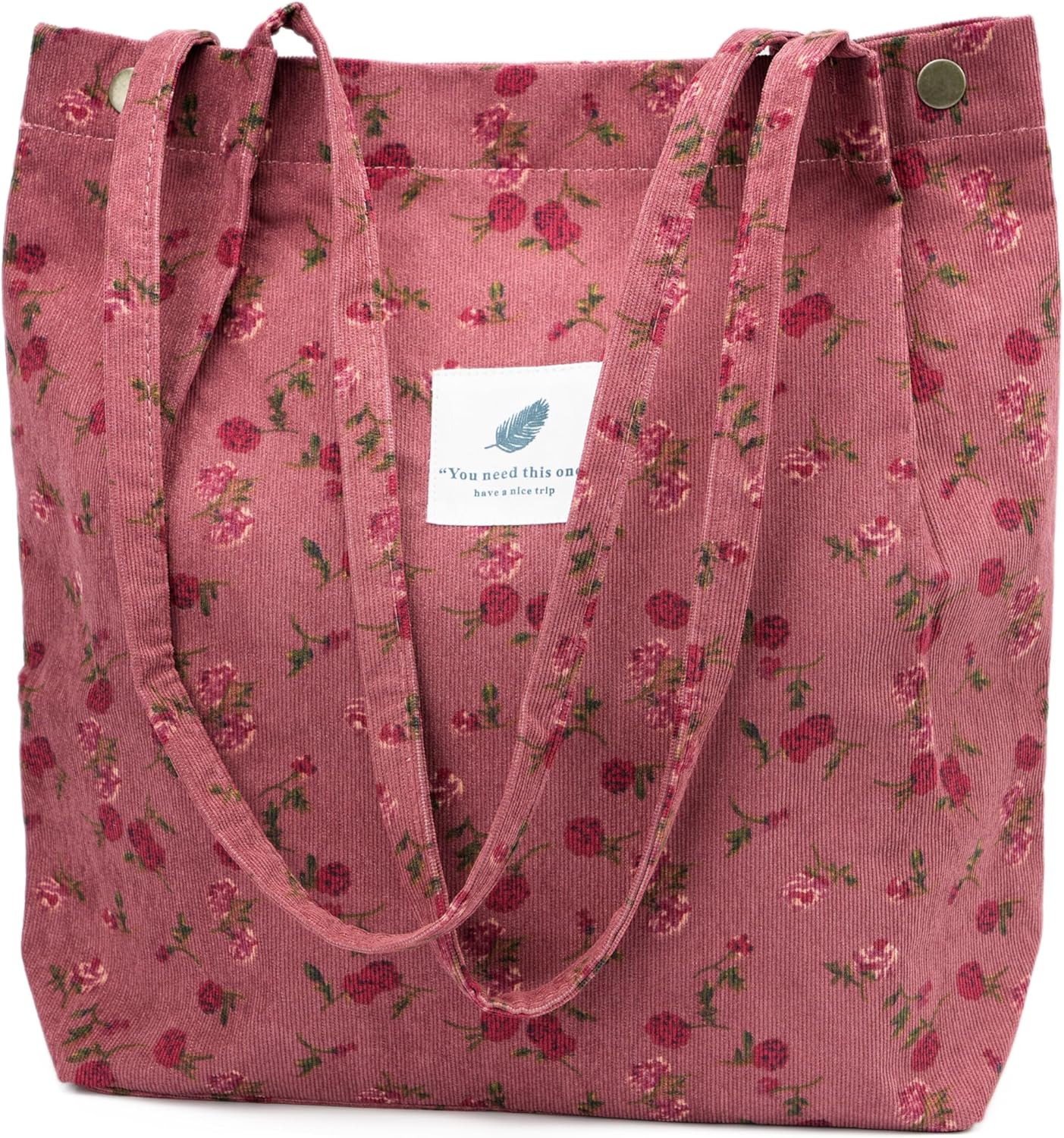 Cute Corduroy Tote Bag Canvas Shoulder Handbags for Women Travel Shopping