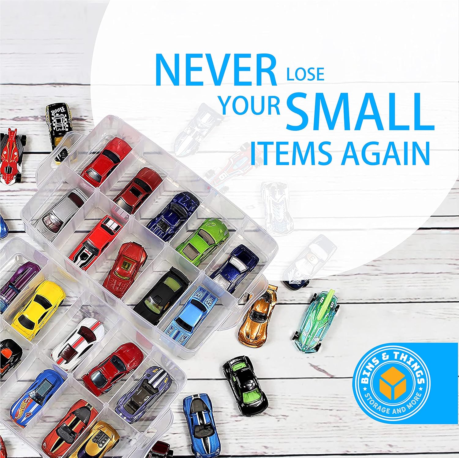 Bins & Things Toy Organizer with 40 Adjustable Compartments Compatible with Lego, LOL Surprise Dolls, LPS, Shopkins, Calico Critters - Lego Storage Organizer, Lego Storage Box - Organizer Storage