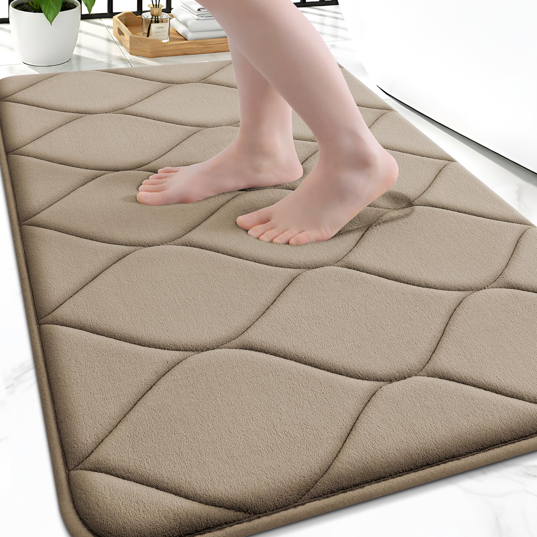 Smiry Memory Foam Bath Mat 36x24, Ultra Soft Absorbent Bathroom Rugs