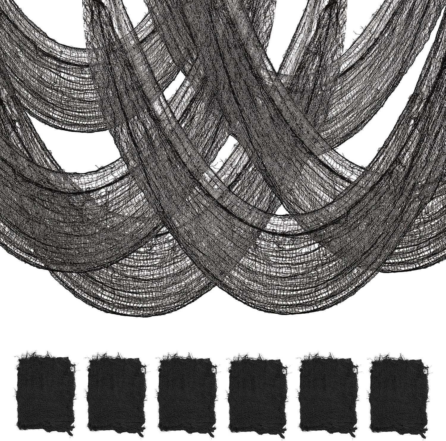 6 Pack Halloween Creepy Cloth 30x72 Inch Halloween Decor - Black