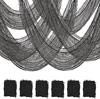 6 Pack Black Halloween Creepy Cloth 30x72 Inch - Halloween Gauze Fabric Cheesecloth for Haunted House, Indoor Outdoor Yard Decor, Party Supplies
