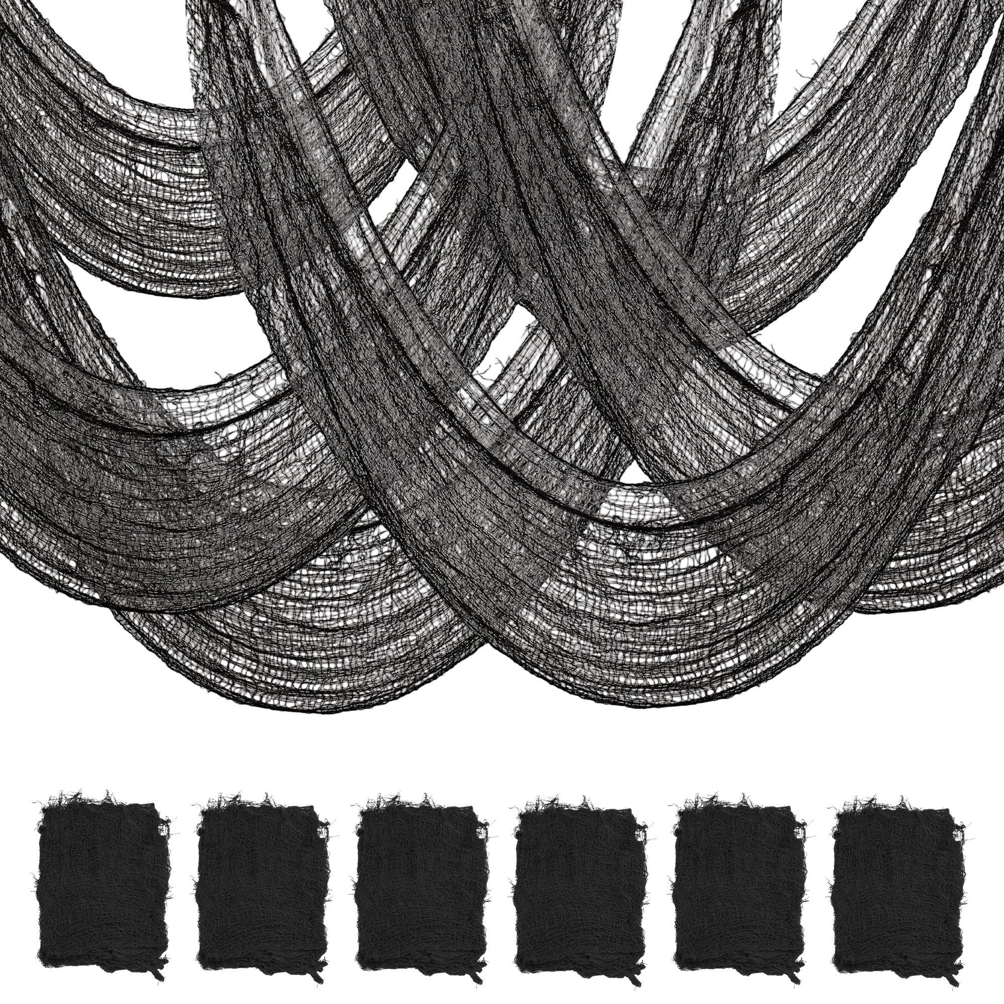 6 Pack Black Halloween Creepy Cloth, 76 x 183cm Halloween Decor - Black