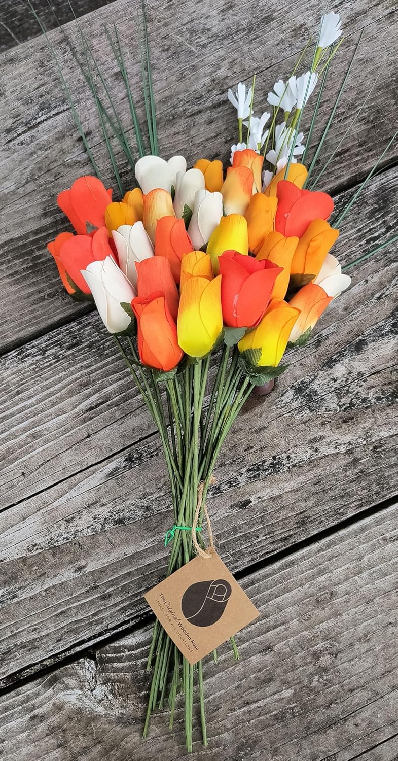 Deluxe Orange Cream Sicle Themed Bouquet. Featuring Closed and Half Open Bud Roses (2 Dozen)