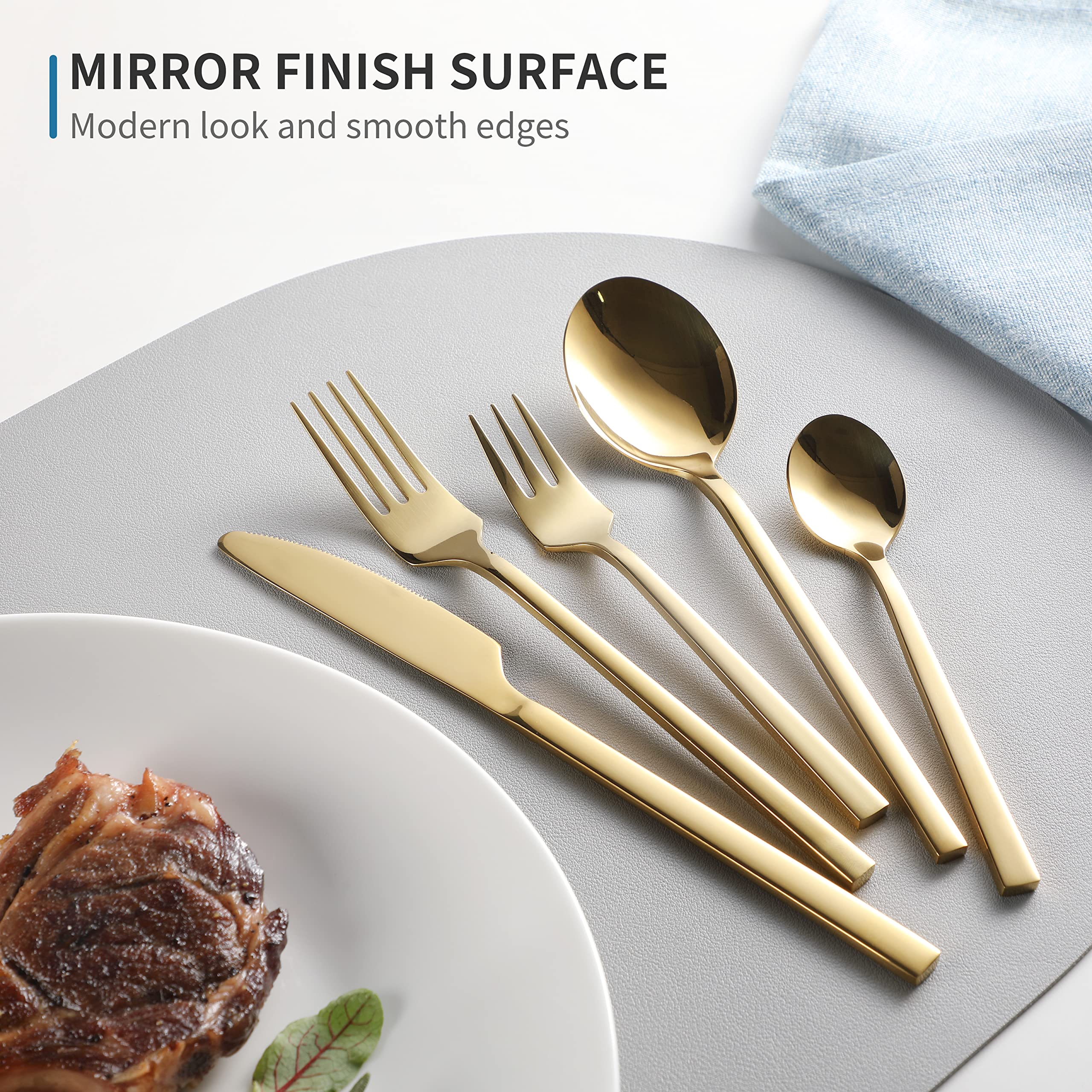 Hudson Essentials Set Posate Bergamo 40 Pezzi – Acciaio Inox 18/10 Martellato, Servizio Per 8 Persone