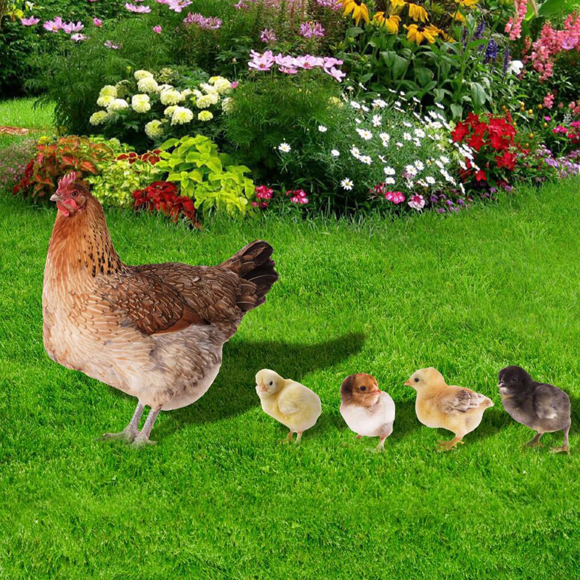gallina in ferro da giardino Ruggine Decorazione da Giardino Pollo Yard Art Palo Da Giardino Per Cortili, Marciapiedi All'Aperto, Decorazione Per Giardino(gallina + pulcini)