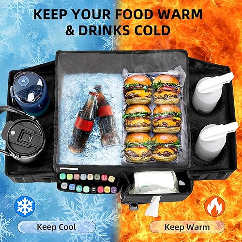 Miniatura 4 de LUVHOMEE Organizadores de coche y almacenamiento para asiento trasero y asiento delantero, organizador plegable para automóvil con correa para