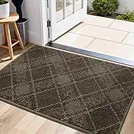 COSY HOMEER Door Mat Non-Slip, Soft Absorbent TPR Backing Doormat for Front Door Inside Entrance, Washable Low Profile Mats for Pets & Family, 20" x 32", Brown