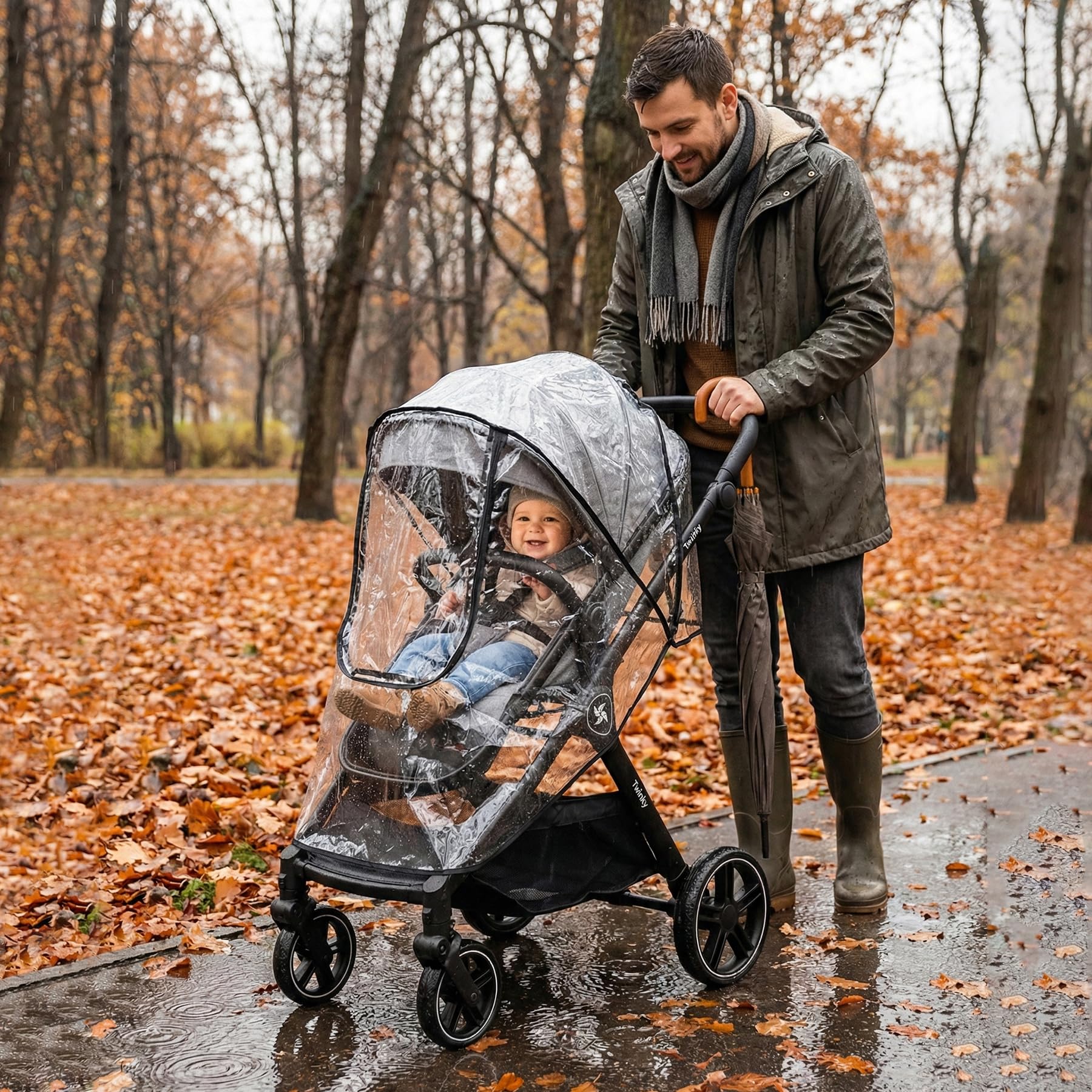 Twinly Carrito de Bebe 3 en 1 – Carro Bebe 3 Piezas Convertible con Grupo 0 (i-Size), Capazo y Silla de Paseo – FABULY – Plegable y Ligero con Bolso, Plástico Lluvia y saco – (Gris)