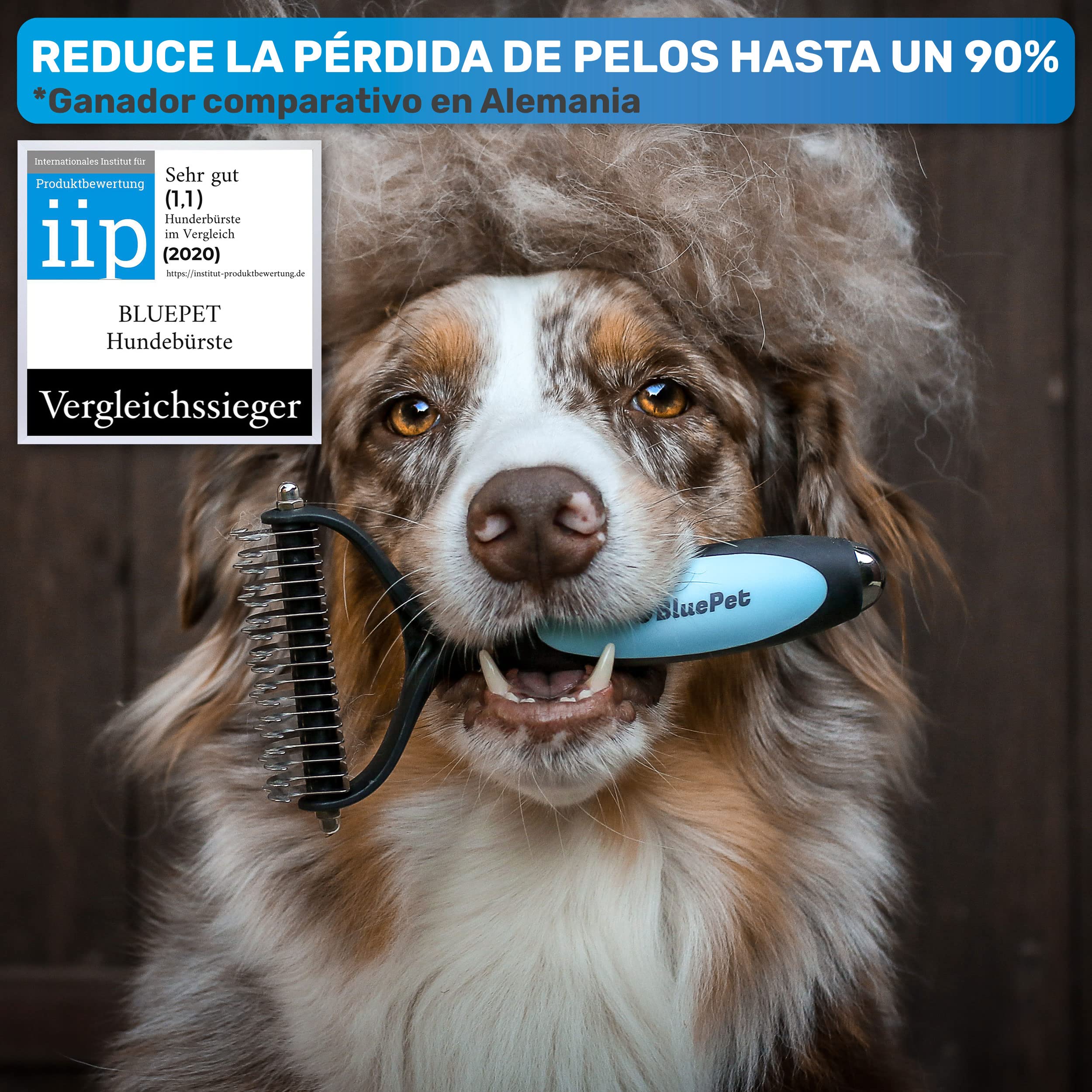 BluePet Peine para Perros y Gatos, Cepillo Gato Perro Pelo Largo, Rastrillo Quita Nudos, Pelo Muerto, Subpelo, Deslanador Mascotas Pelos Largos, Cepillos Quitapelos, Escoba Deslanar, Quitapelo Mascota — view 2