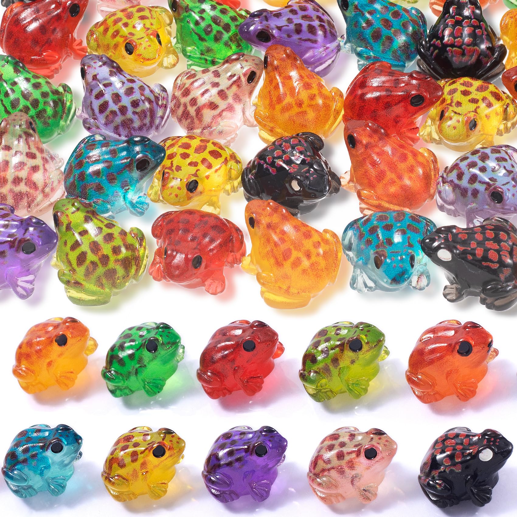 BEIQIYA 20pcs Luminous Mini Resin Frog, Glow in The Dark Frog Statues, Miniature Statues Craft Decor for Terrarium Moss Landscape Garden Dollhouse- 10 Colors