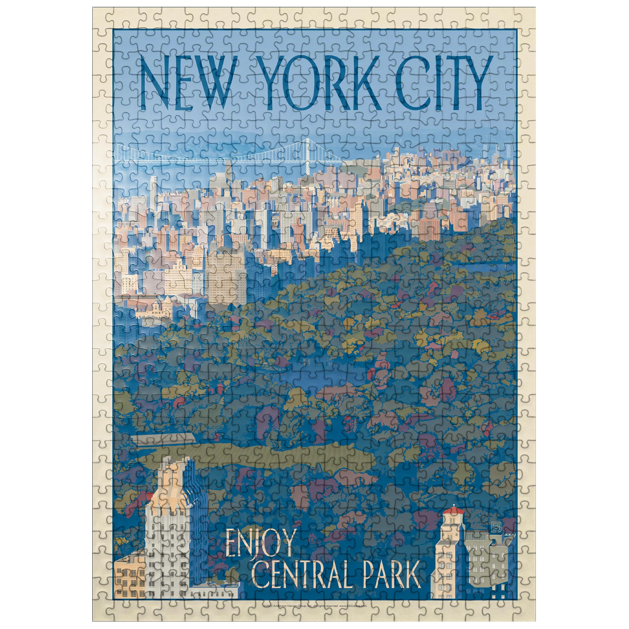 MyPuzzle New York City: Enjoy Central Park, Vintage Poster - Premium 500 Piece Jigsaw Puzzle for Adults