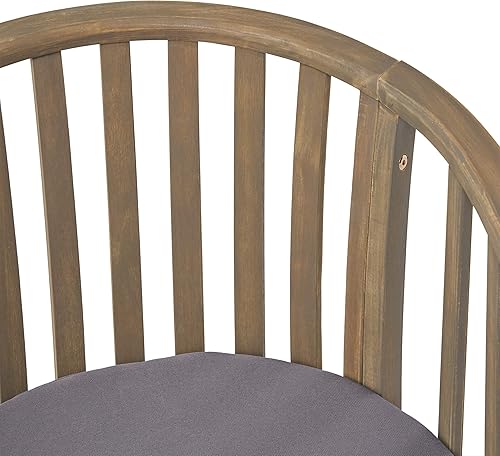 Miniatura 4 de Nola Sillas de comedor de madera para exteriores (juego de 2) con cojines (juego de 2), acabado gris oscuro y gris