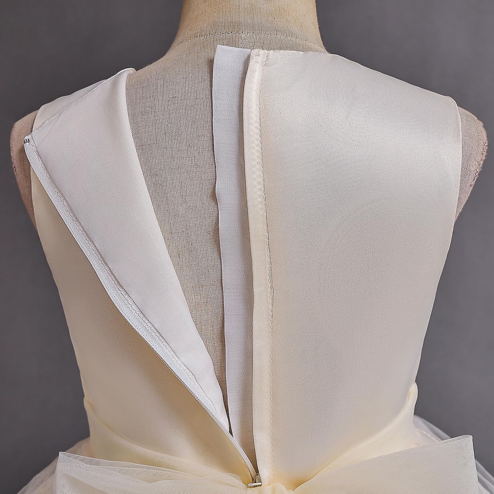 IDOPIP Kleid für Kinder, Mädchen, Hochzeit, Spitze, Tüll, ohne Ärmel, Stickerei, Perlen, Schleife, Brautjungfer, Geburtstag, Party, Prinzessin, lang, Ballkleid, Abendkleid
