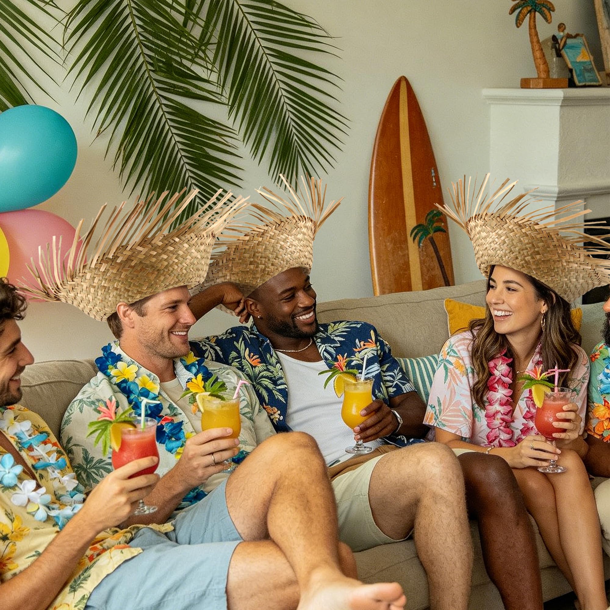 Aneco Hawaii Strohhüte Erwachsene Strohhüte Luau Hüte Beachcomber Hut Puerto Rico Pava Hut Vogelscheuche Kostüm Zubehör