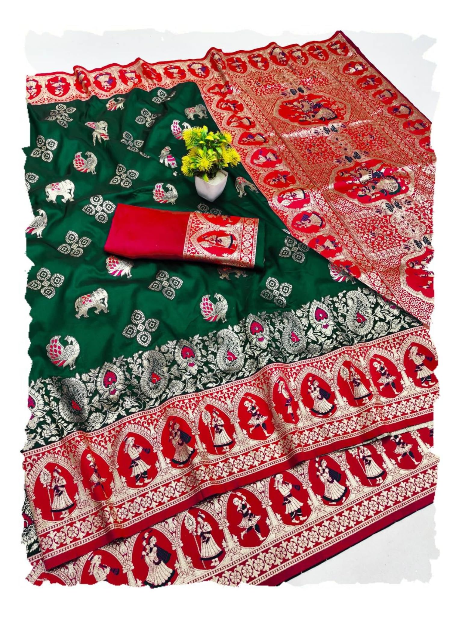 Baluchari Silk Saree | Bengali Silk Saree With Zari | Traditional Silk Saree-image-25