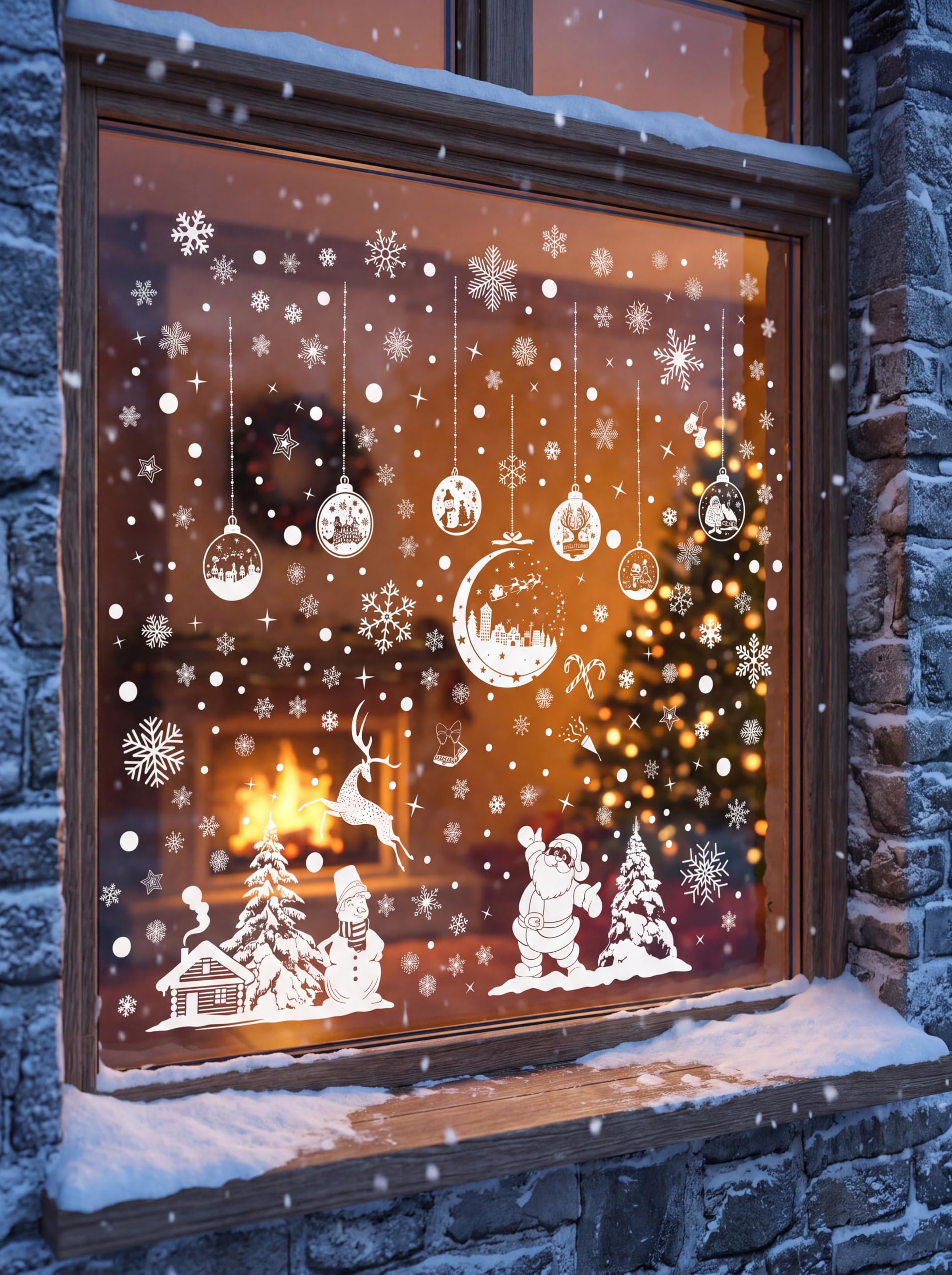 260 Pcs Christmas Window Stickers Reusable, 9 Sheets Christmas Decorations