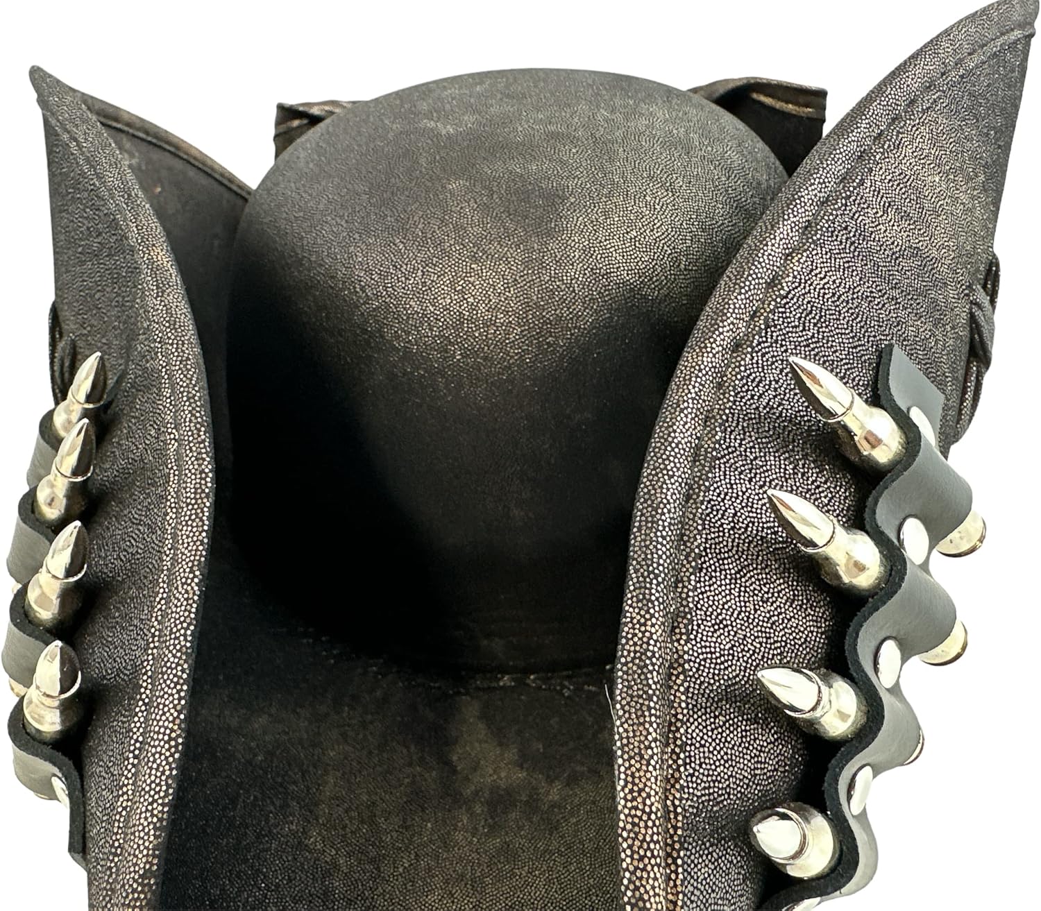 Cybergoth Black Pirate Hat With Bullet Leather Strap Costume Hat Halloween Party