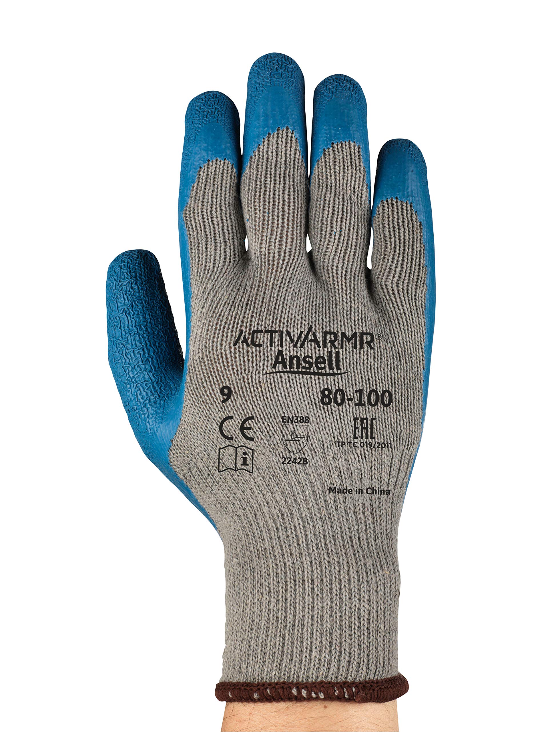Ansell ActivArmr 80-100 Gants de Travail Manutention Professionnels Ultra Robuste, Gant de Protection Risques Mécaniques, Bricolage, Chantier, Construction, Gants Homme Femme, Taille S (12 Paires)