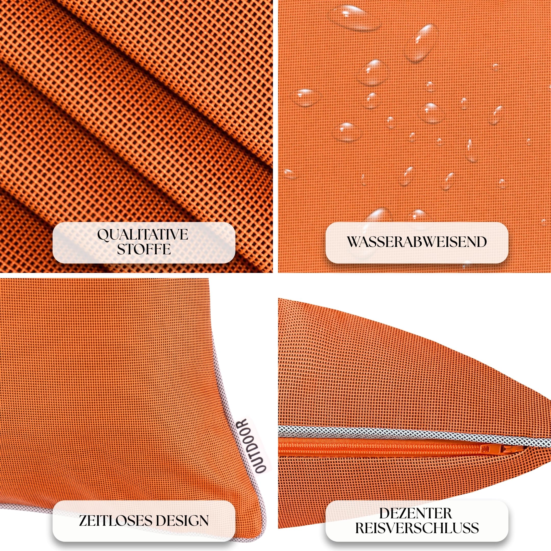 Brandsseller Set de 2 Cojines de Exterior 45x45 cm – Cojines Decorativos Impermeables con Ribete – Resistentes a la Intemperie para Jardín, Sofá, Balcón y Terraza – Naranja