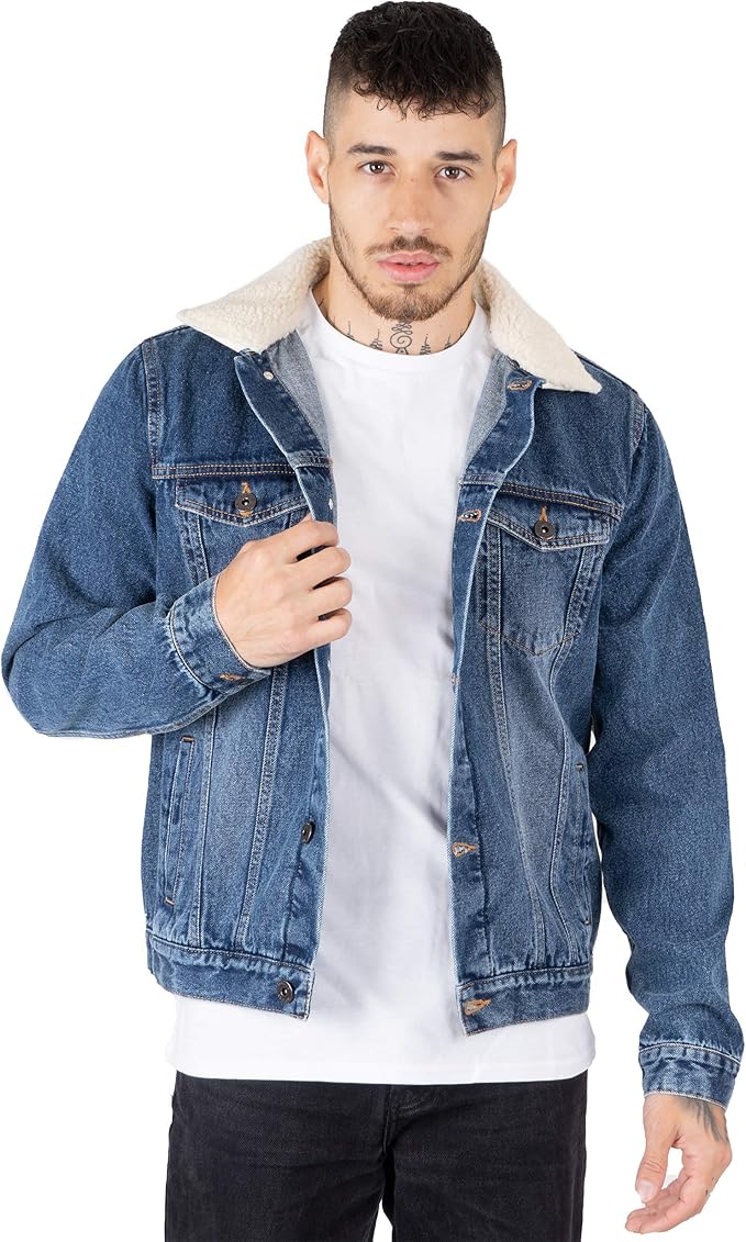 denim fleece jacket men's