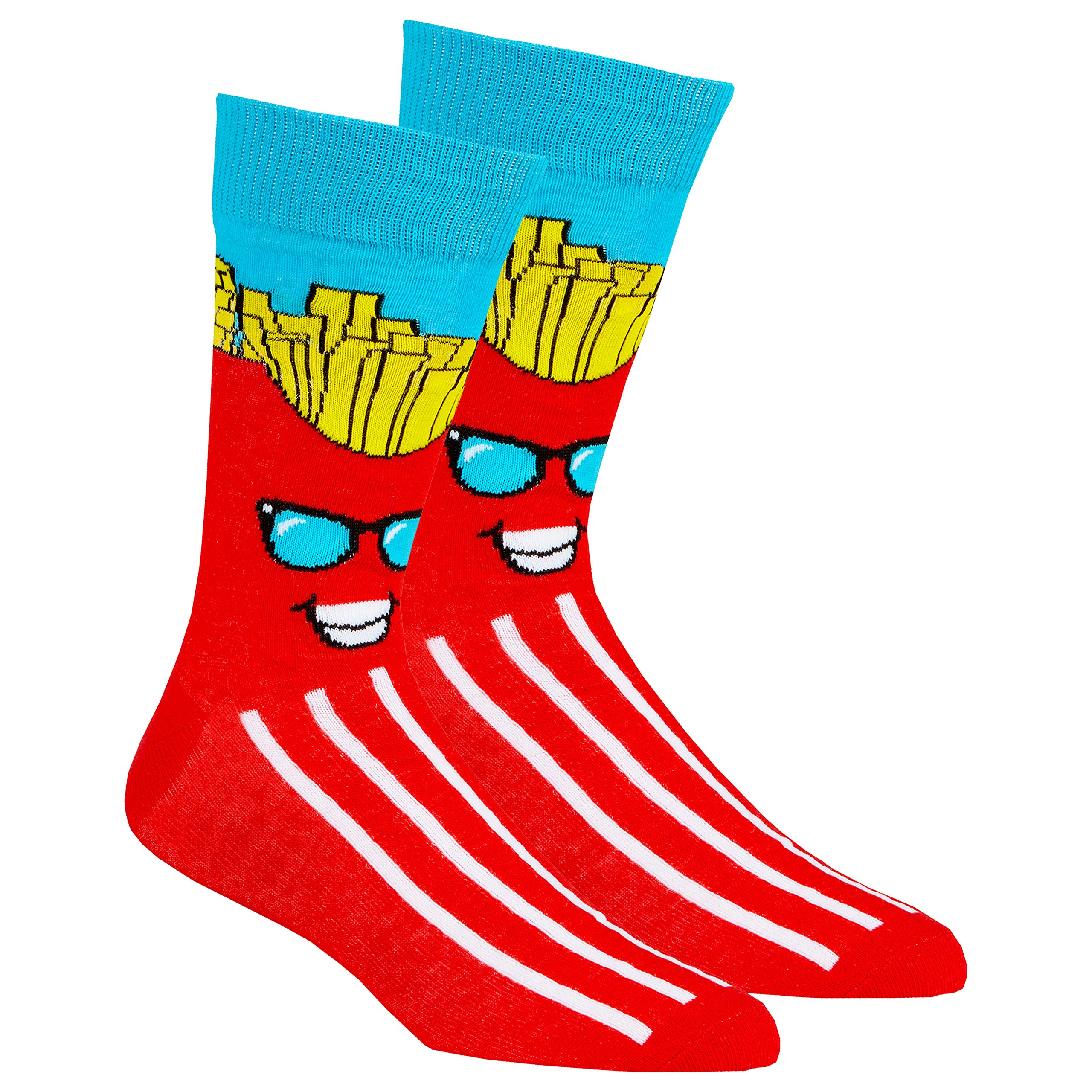 Mens Crew Socks Mid Calf Funky Colorful Funny Cotton Food Red Chips Size 6-11