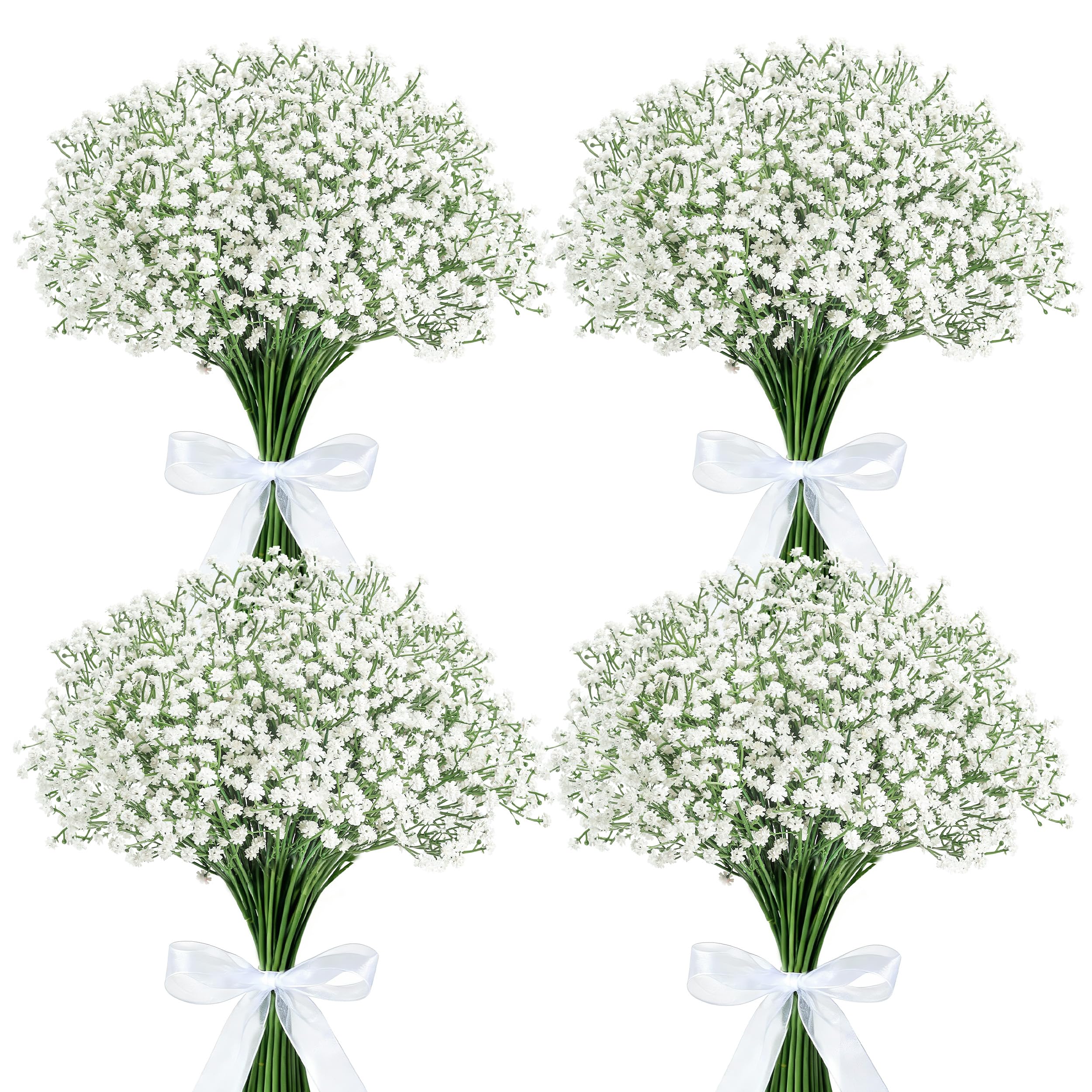Der Rose 24Pcs Babys Breath Artificial Flowers, Gypsophila Artificial Flowers Stems, Real Touch Silk White Faux Gypsophila Bulk for DIY Wedding Table Centerpieces Home Party Decorations