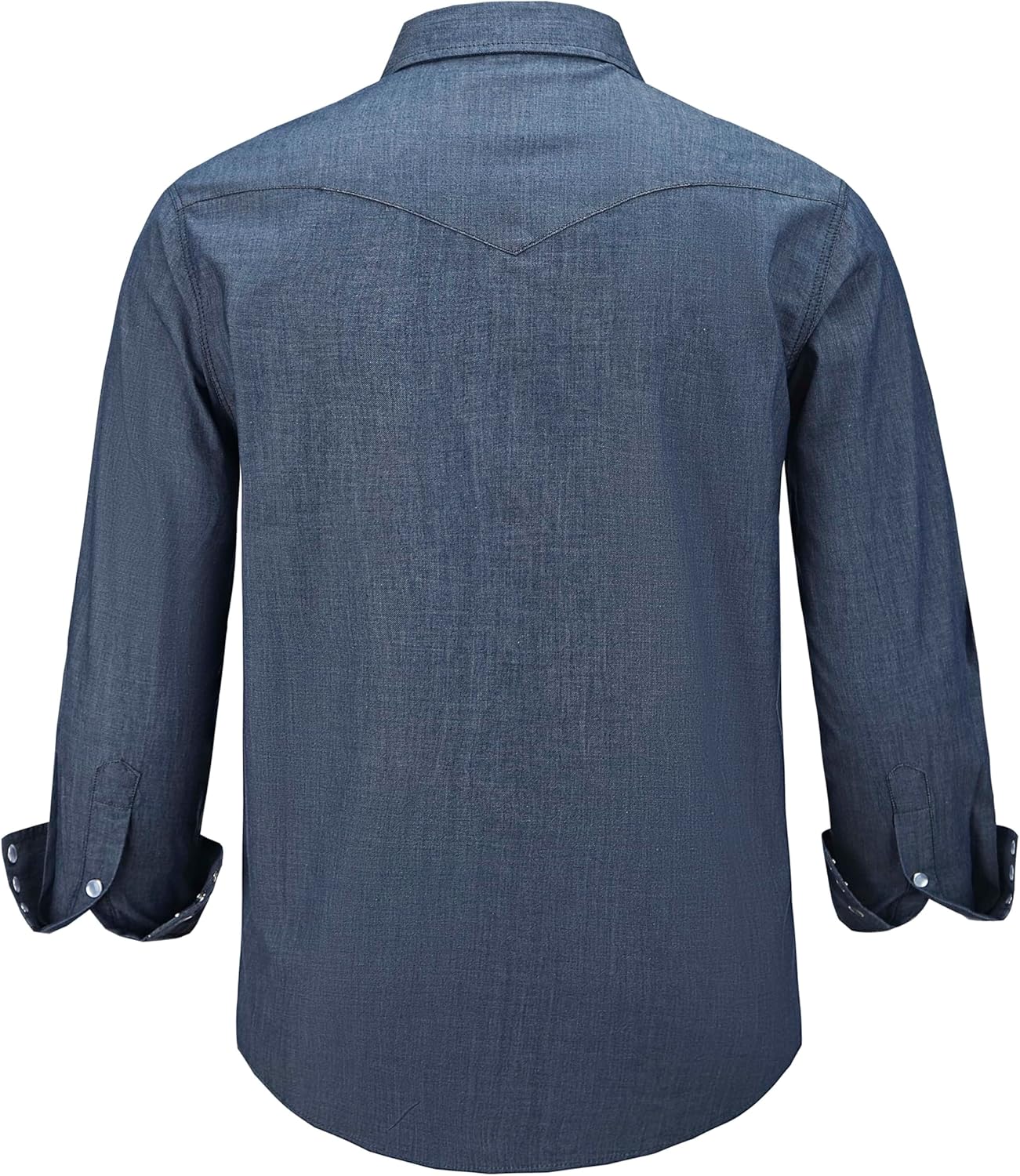 COEVALS CLUB Mens Denim Western Cowboy Work Pearl Snap Button up Long Sleeve Regular Fit Shirts - Image 2