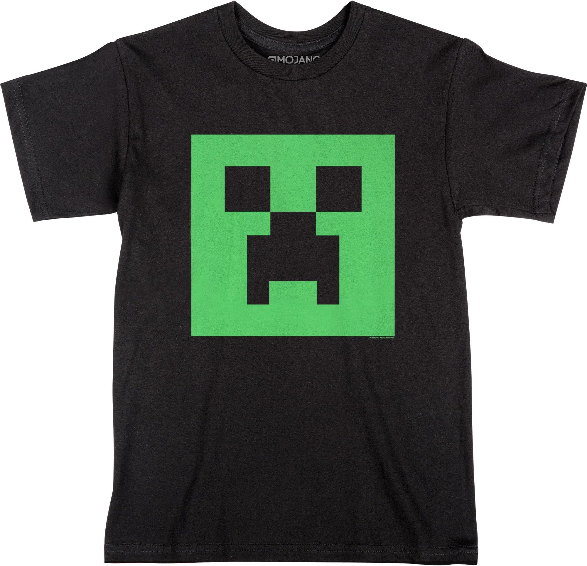 BluestarMinecraft Creeper Glow in the Dark Youth T-Shirt, Black Small