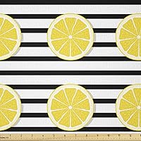 Vista 117 de Ambesonne The Yard, tela de mariquitas de The Yard, flores exóticas hibisco hawaiano follaje ilustración botánica flor de primavera, tela