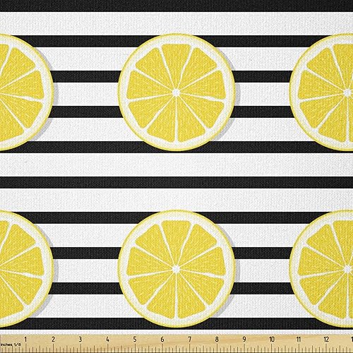 Miniatura 117 de Ambesonne The Yard, tela de mariquitas de The Yard, flores exóticas hibisco hawaiano follaje ilustración botánica flor de primavera, tela