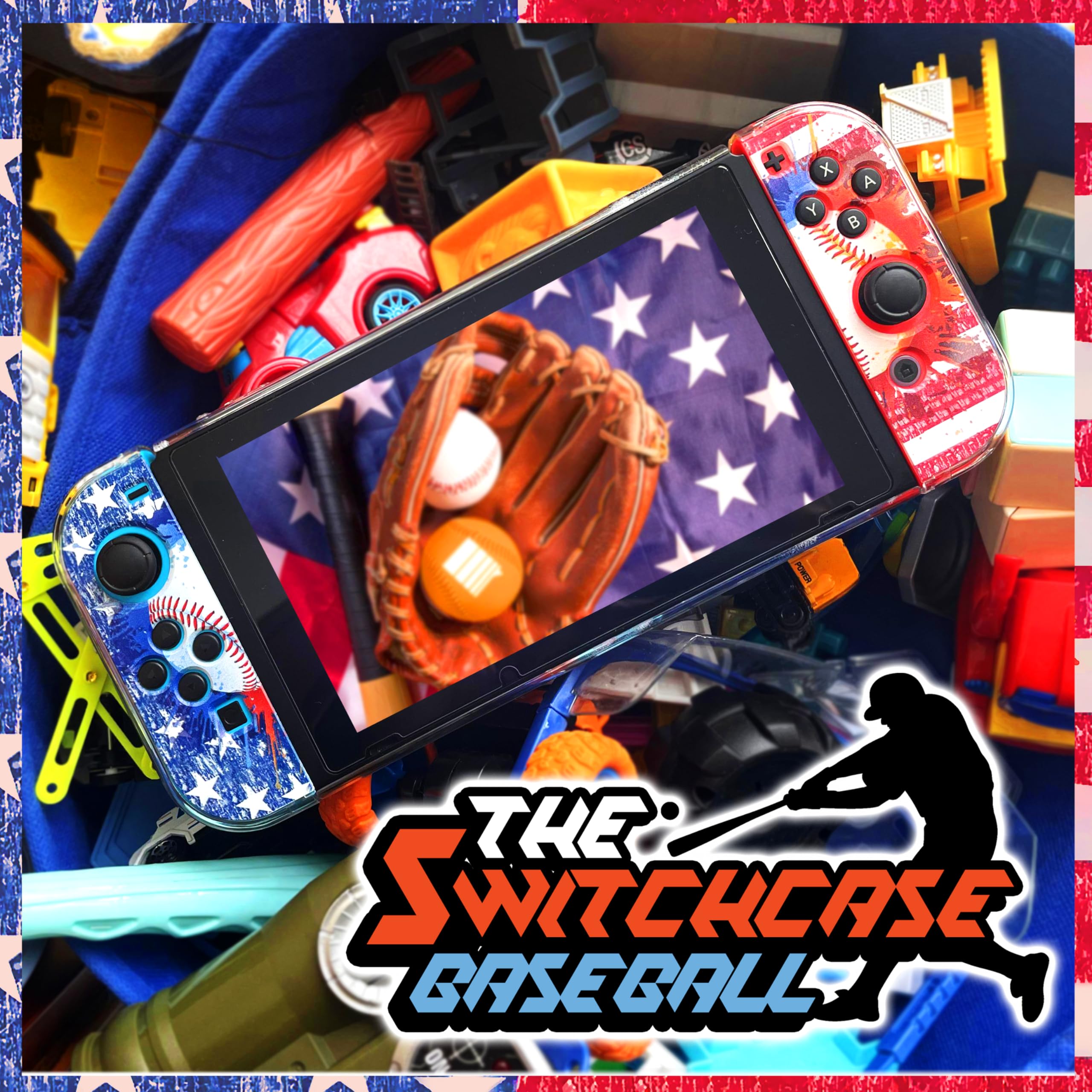 Bandiera americana Baseball Switch Game Case Protector Dockable Switch Custodia protettiva Accessori Bandiera americana Baseball Idee regalo per Switch Bandiera americana Baseball Game Player