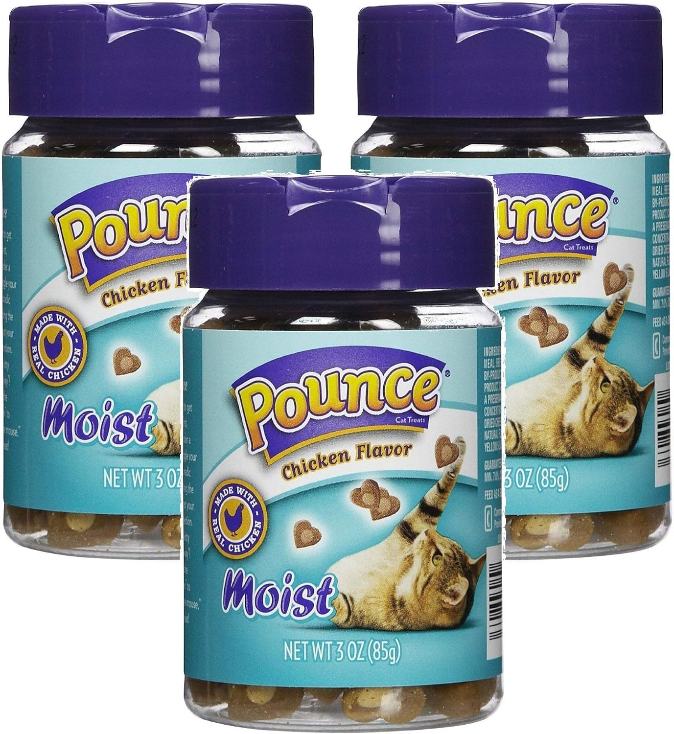 Pounce Moist Chicken Flavor Cat Treats 3.oz (3 Pack) Pet
