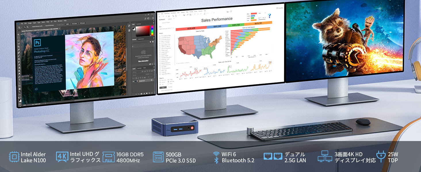 Amazon | Beelink ミニ PC、EQ12 16GB DDR5 500GB SSD、Intel Alder
